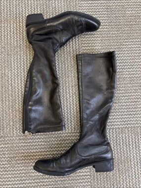 Salvatore Ferragamo Black Leather Knee High Boots, size 9.5